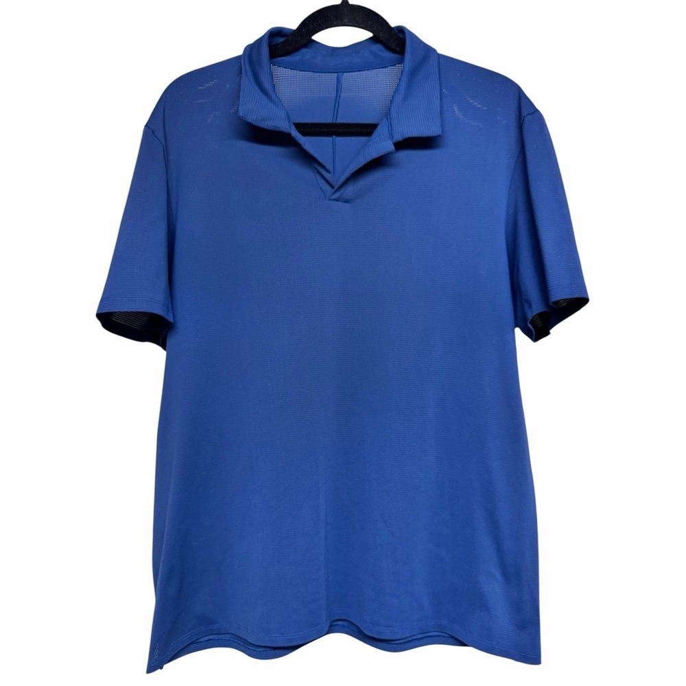 Lululemon Warped Sense Polo Shirt Onyx Blue Perforated Mesh Men's Size Large?